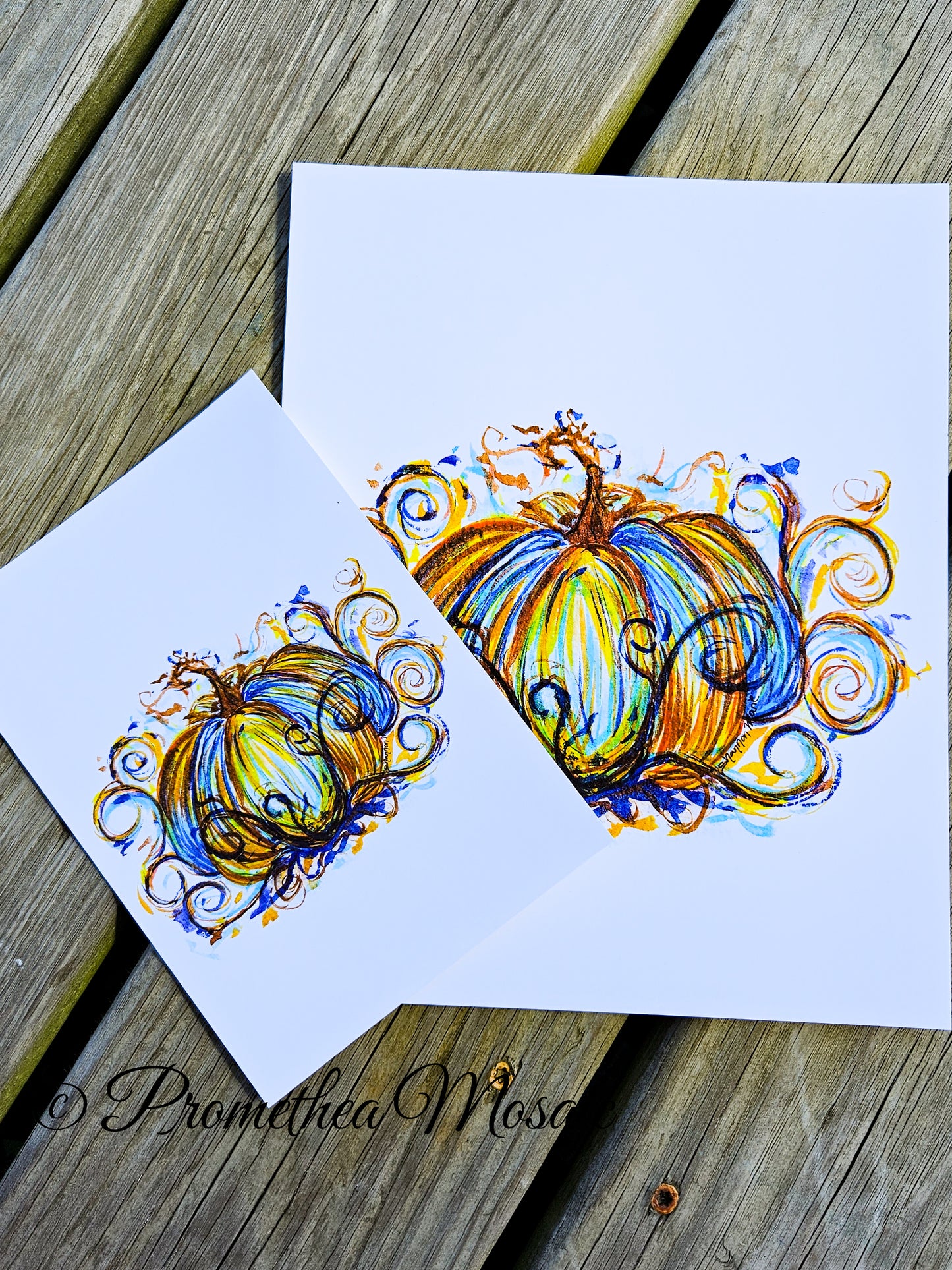 Blue Fancy Pumpkin Art Print