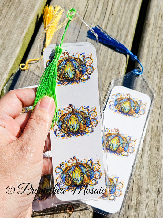 Blue Fancy Pumpkin Bookmark
