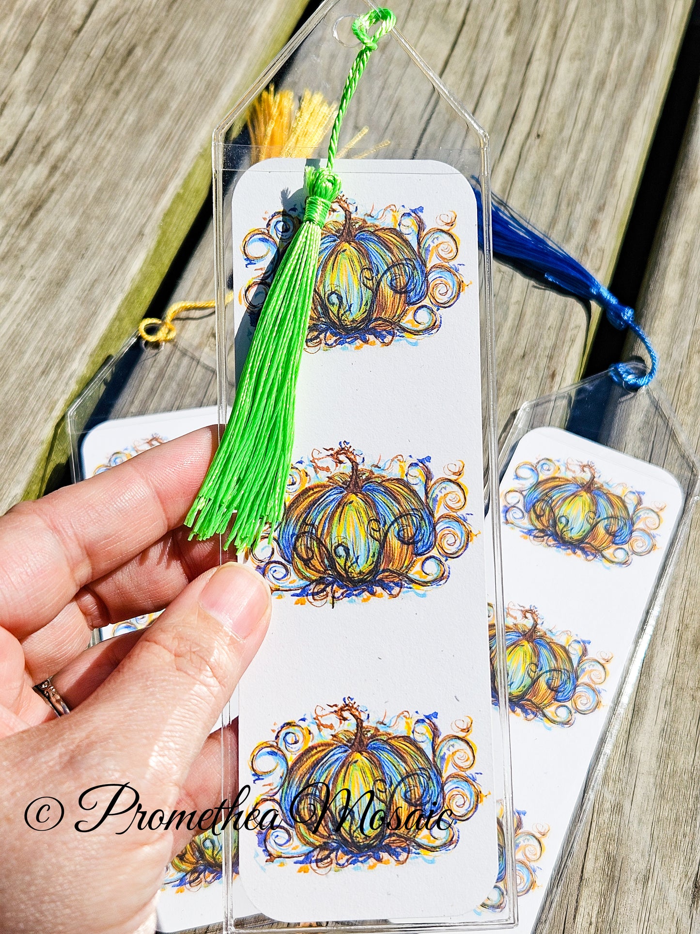 Blue Fancy Pumpkin Bookmark