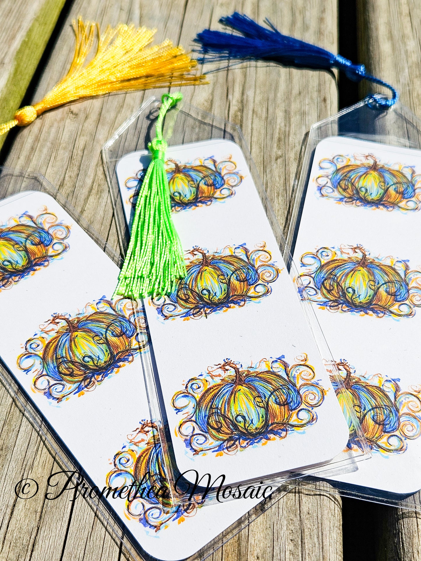 Blue Fancy Pumpkin Bookmark