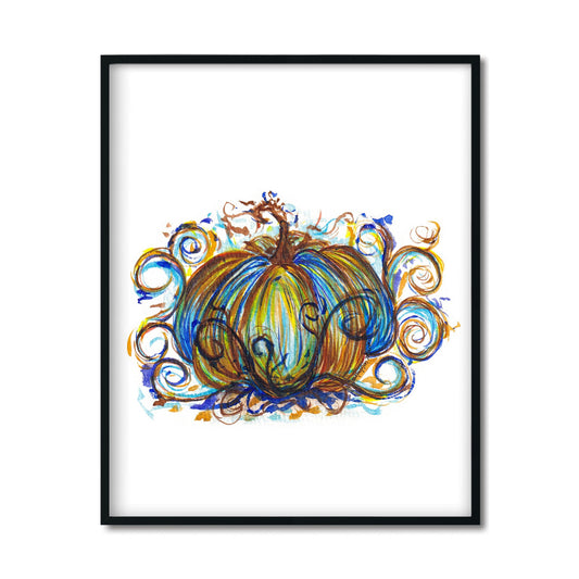 Blue Fancy Pumpkin Art Print