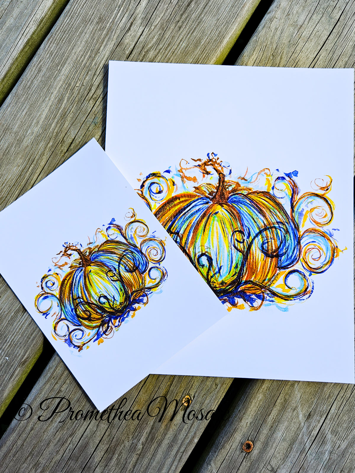 Blue Fancy Pumpkin Art Print