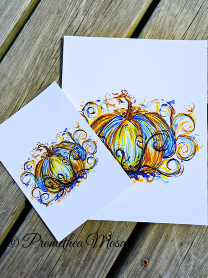 Blue Fancy Pumpkin Art Print