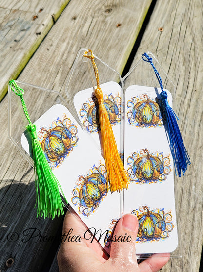 Blue Fancy Pumpkin Bookmark