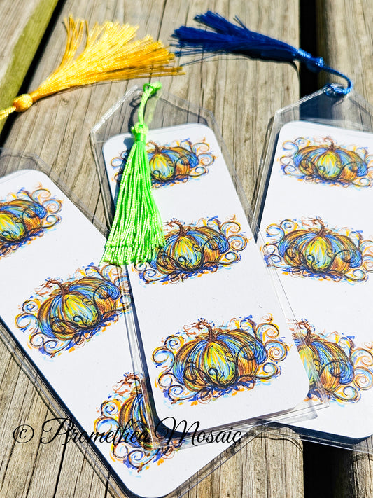Blue Fancy Pumpkin Bookmark