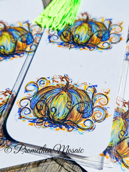 Blue Fancy Pumpkin Bookmark